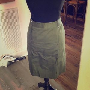 Olive green skirt with side pockets